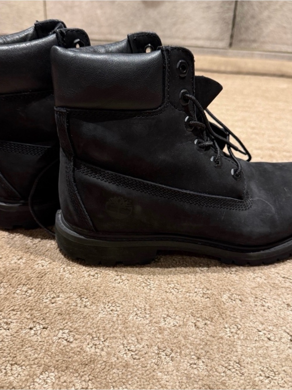 Timberland Premium 6-Inch Waterproof Boots Black Leather - Women's Size 8 M